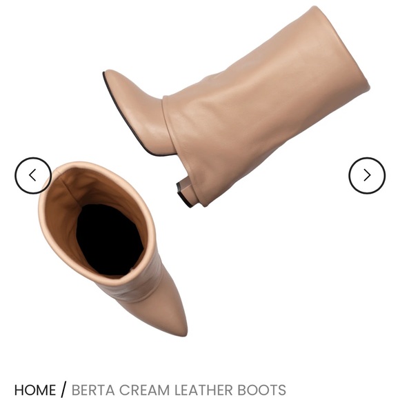 Revolve Toral Berta Booties in Sand Cream Leather Foldover Heeled Boots - Picture 4 of 14